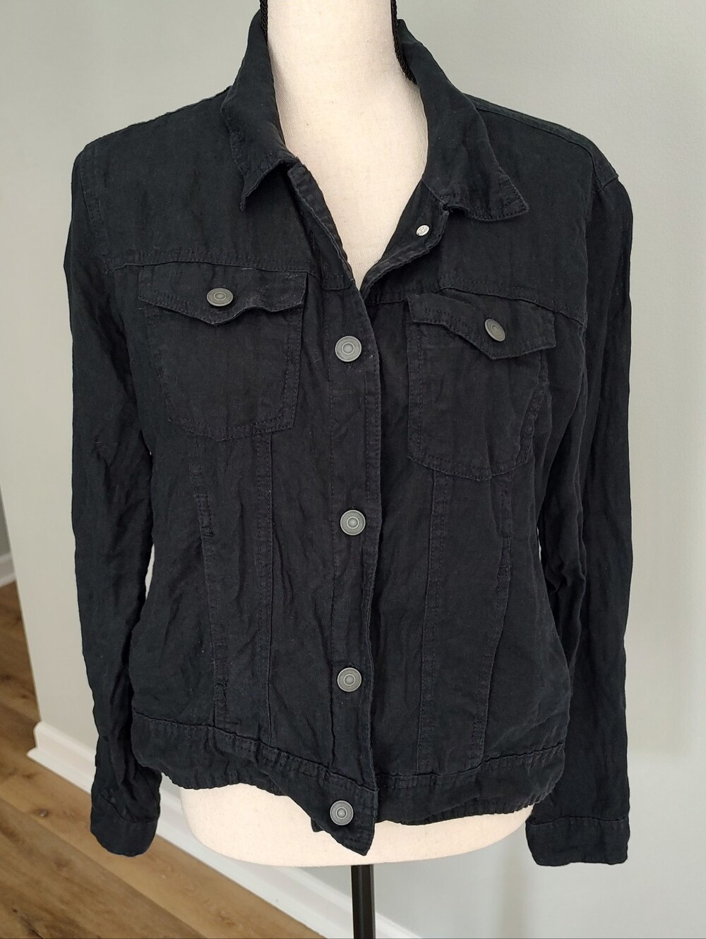 Jones New York Linen Jacket Black L
